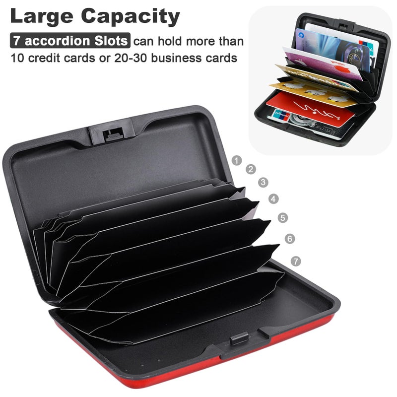 ELFISH Mini RFID Aluminum Wallet Credit Cards Holder Business Card Case Metal ID Case for Men Women (Red) - Image 5